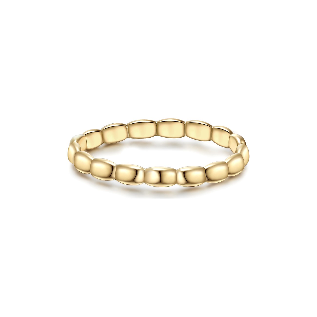 Glanzstücke München Ring aus Gelbgold mit quadratischen, aneinandergereihten Elementen.