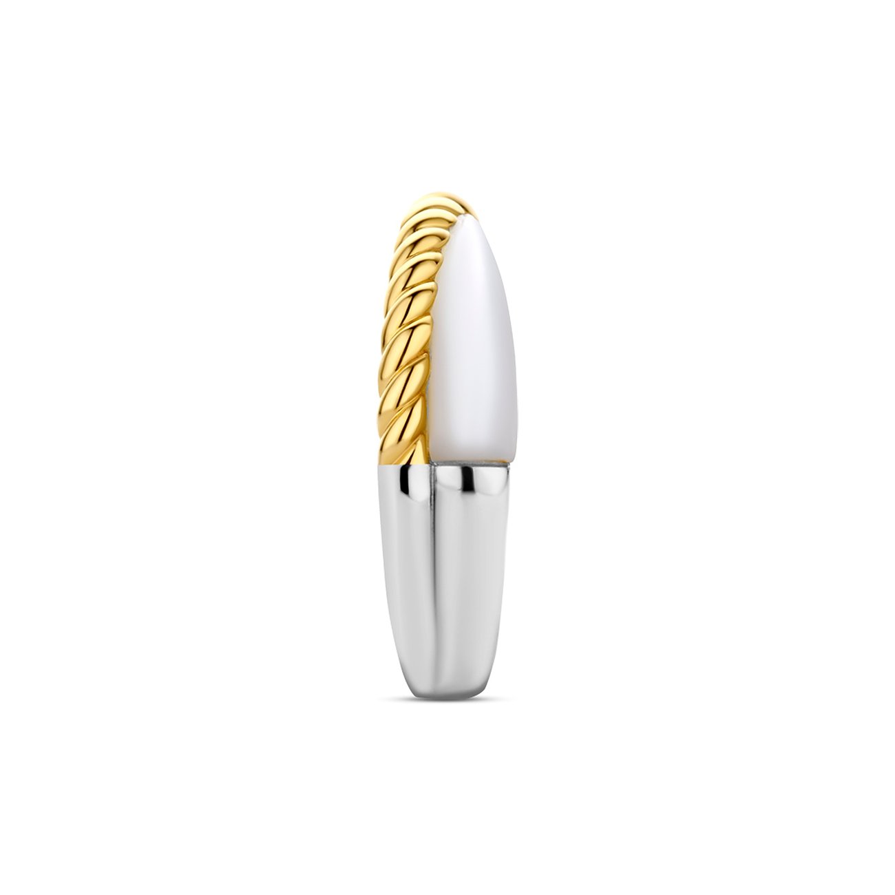 Ti Sento - Milano 925er Silber Ring mit in Gold gedrehter Textur und einem Perlmutt Edelstein.