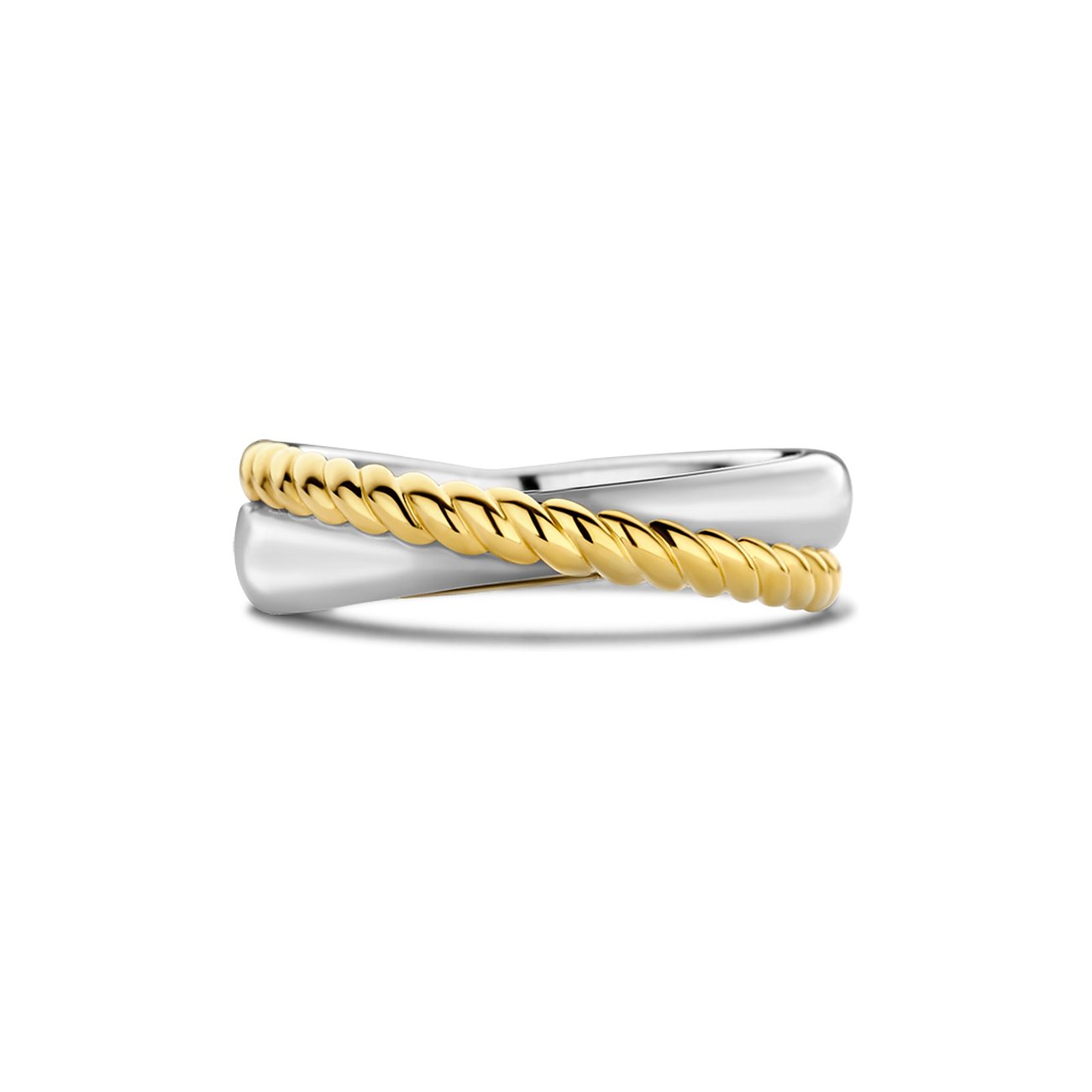 Ti Sento - Milano Ring aus 925er Silber mit einer goldenen gedrehten Wicklung über einer glatten silbernen Wicklung.