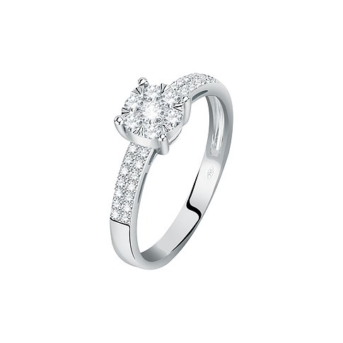 CHRIST Ring aus 750 Weißgold mit Diamanten, Pavé-Besatz.