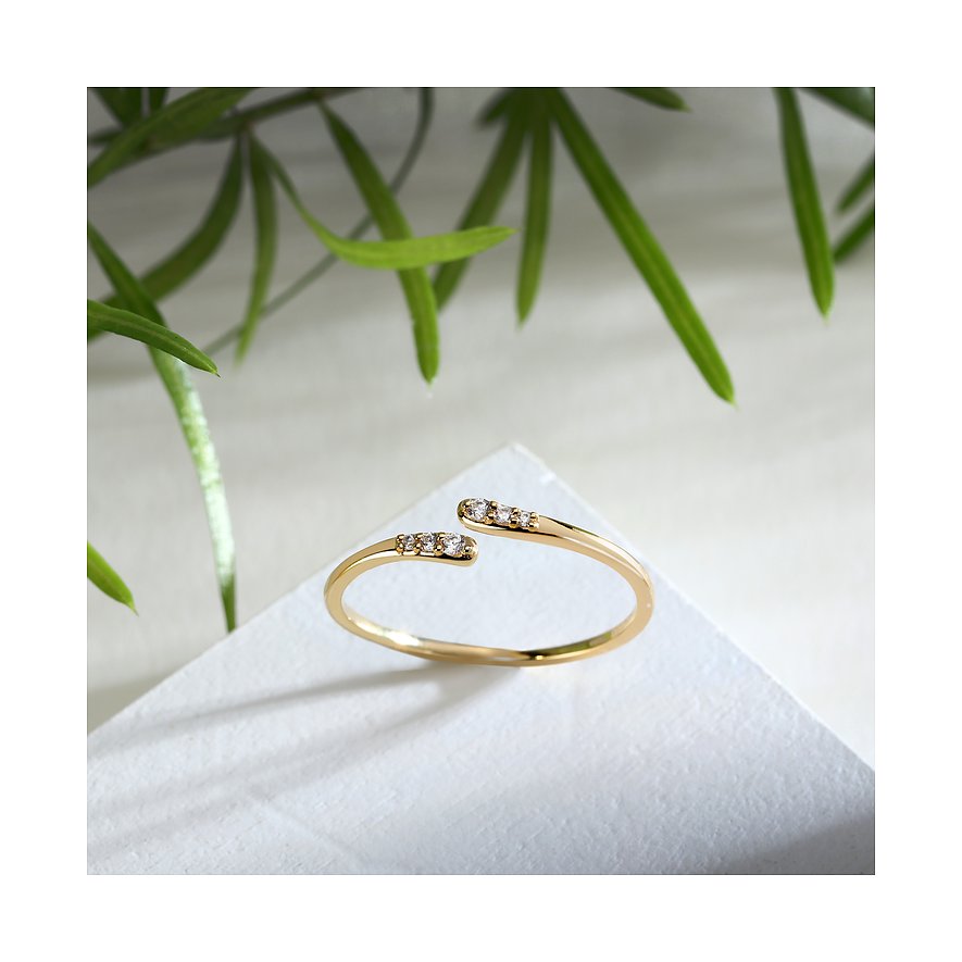 Live Diamond Ring aus 375 Gelbgold mit Diamanten.