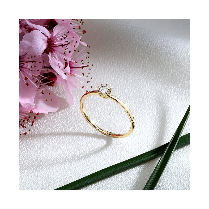 Live Diamond Ring aus 375 Gelbgold mit Diamant.