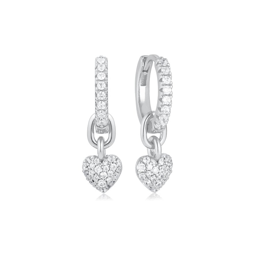 Sif Jakobs Jewellery øreringe i 925 sterling sølv med hjertevedhæng besat med zirkonia.