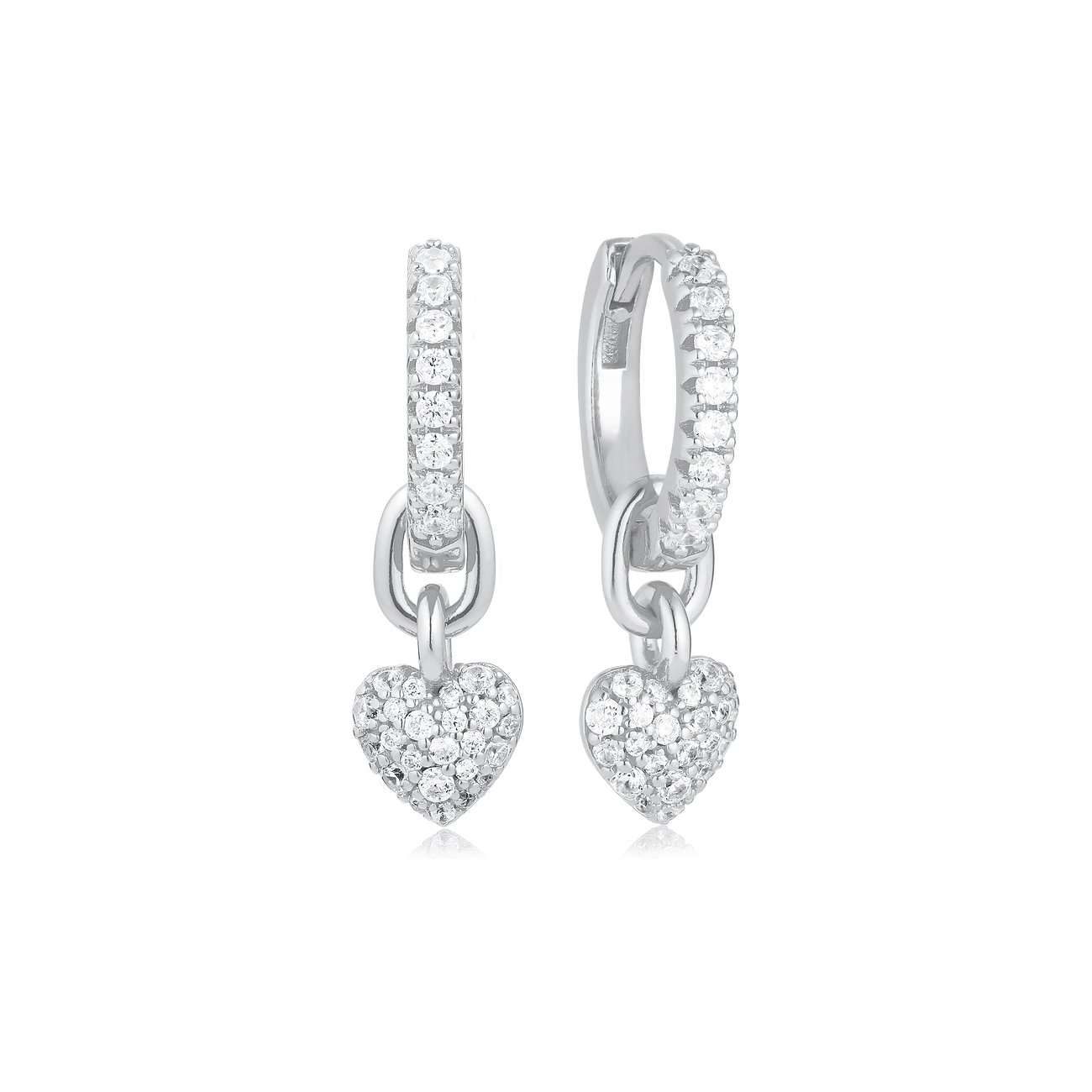 Sif Jakobs Jewellery øreringe i 925 sterling sølv med hjertevedhæng besat med zirkonia.