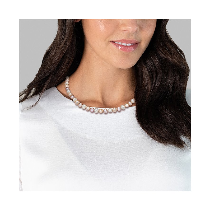 Valero Pearls Bracciale Donna In Perle D'Acqua Dolce Coltivate - Elasticizzato, Senza Chiusura, Collezione Classic, Bianco 9-10mm