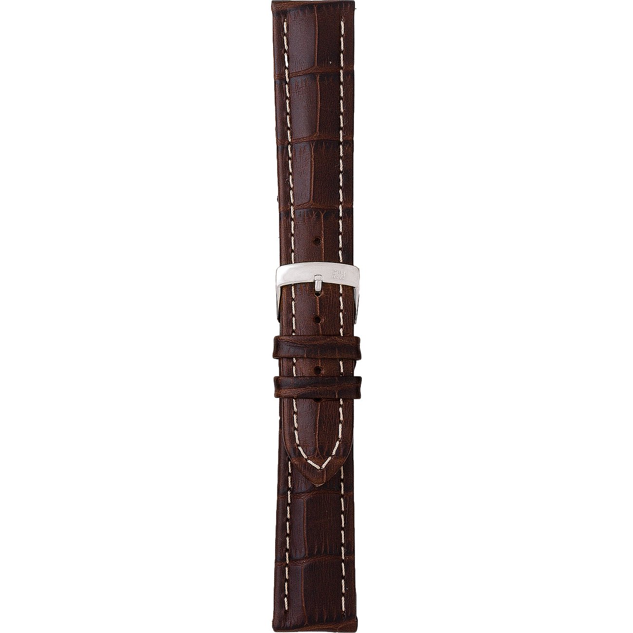 Morellato Leder-Uhrenarmband mit Edelstahl-Schließe und weißer Naht.