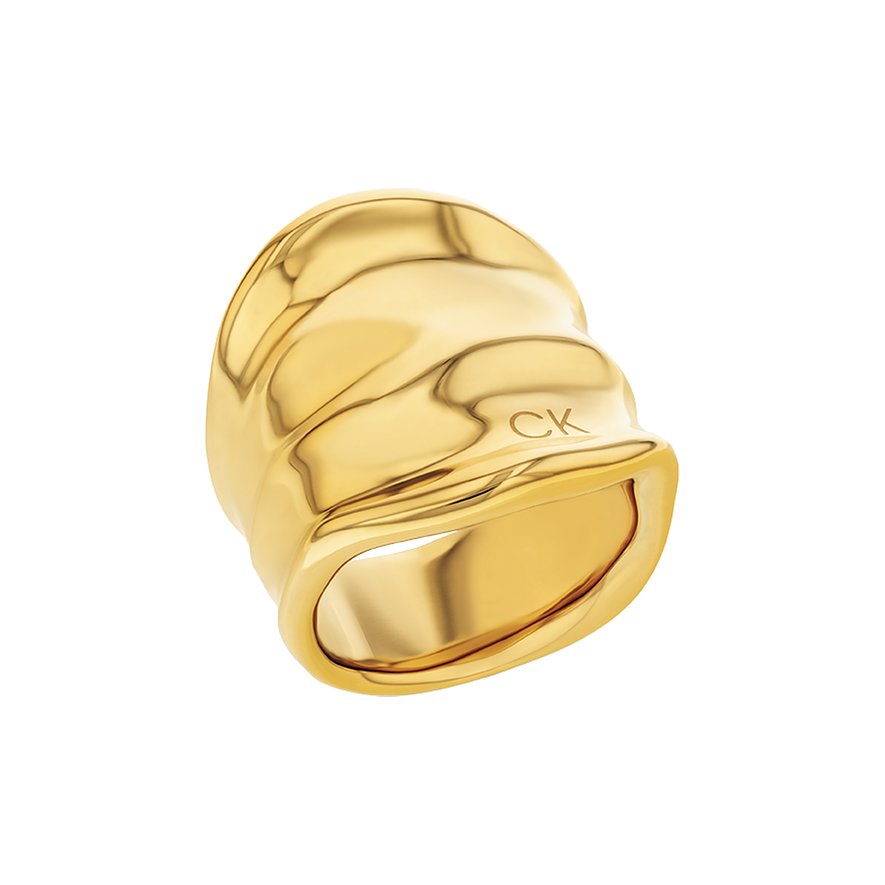 Calvin Klein Damenring, Damen, Edelstahl, gold, Größe: 54