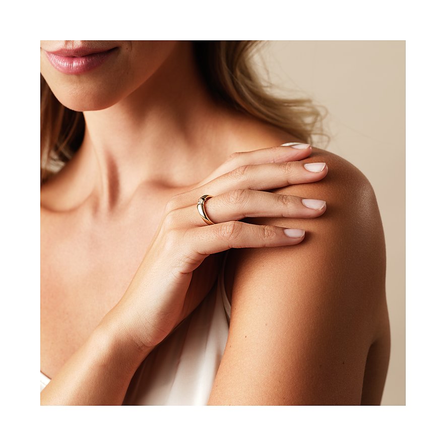 CHRIST Ring aus 585 Gelbgold mit einem Diamanten.