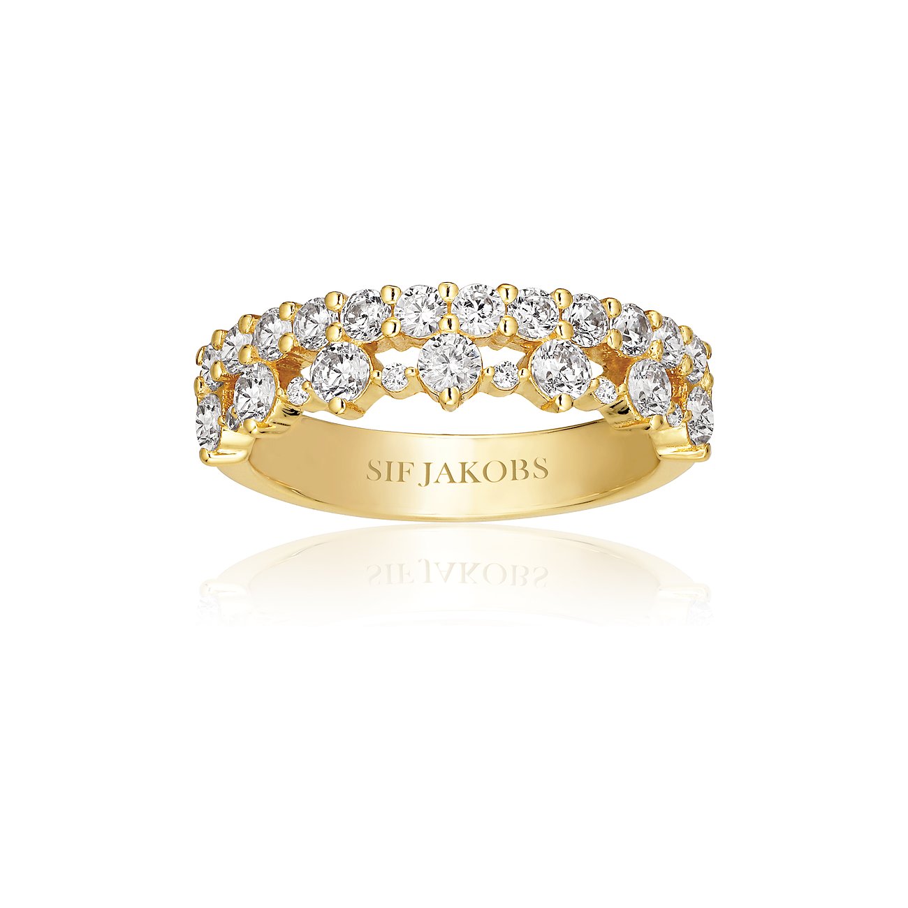 Sif Jakobs Jewellery Ring aus 925er Silber mit vielen weißen Steinen.