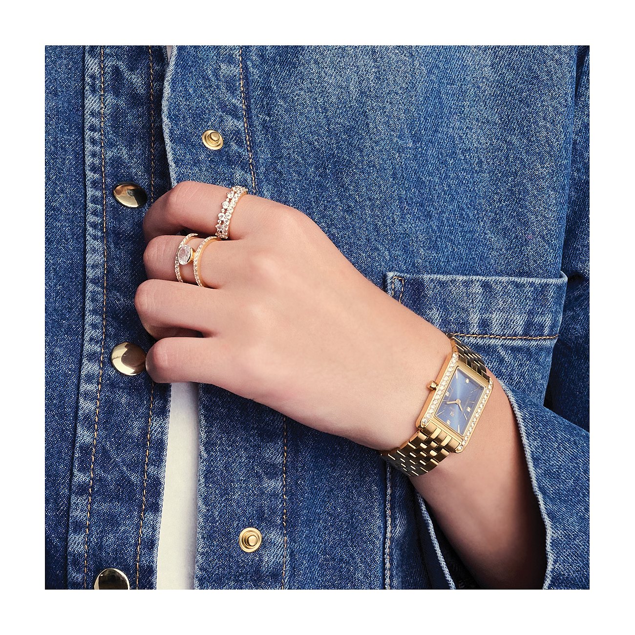 Sif Jakobs Jewellery Ringe aus 925er Silber, mit weißen Steinen besetzt.