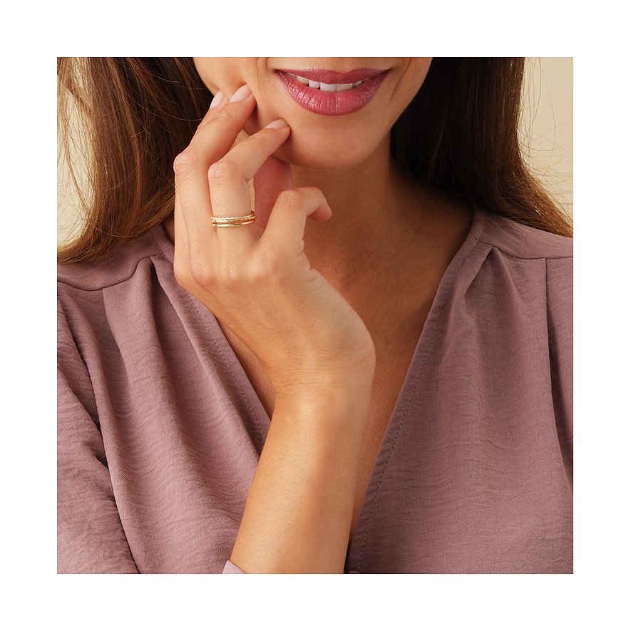 CHRIST Ring aus 585 Gelbgold, goldfarben, mit zwei Bändern.