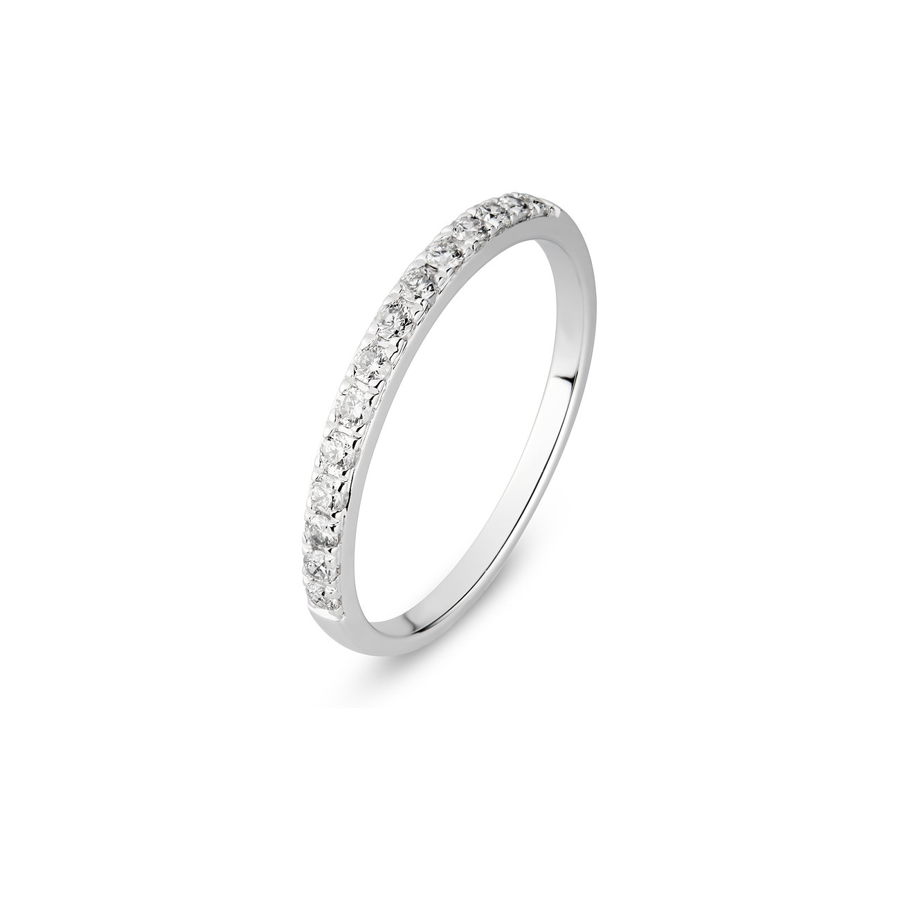 CHRIST Damenring aus 585 Weißgold mit Diamanten, schmal.