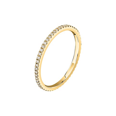 CHRIST Ring aus 585er Gelbgold mit durchgehender Reihe funkelnder Diamanten. Seitenansicht