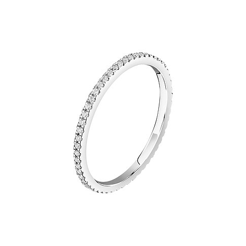 CHRIST 585er Weißgoldring, besetzt mit Diamanten, aus leicht schräger Ansicht.