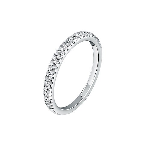 CHRIST Ring van 585 witgoud met diamanten, bandring.