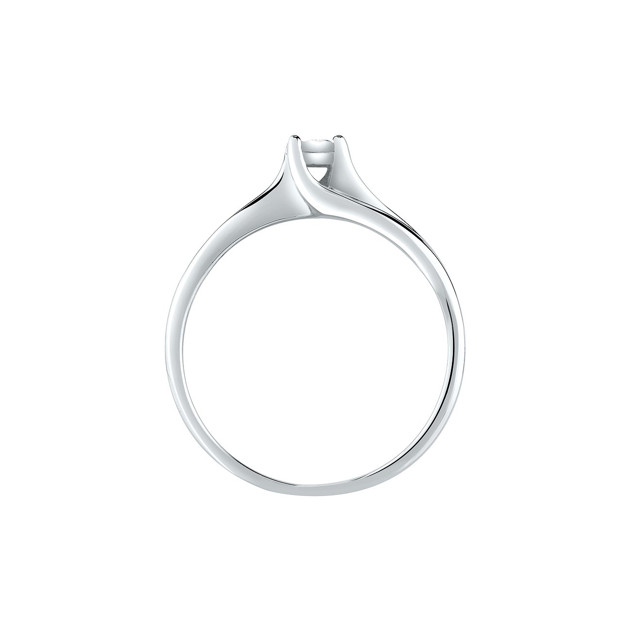 CHRIST ring van 375 witgoud met diamant.