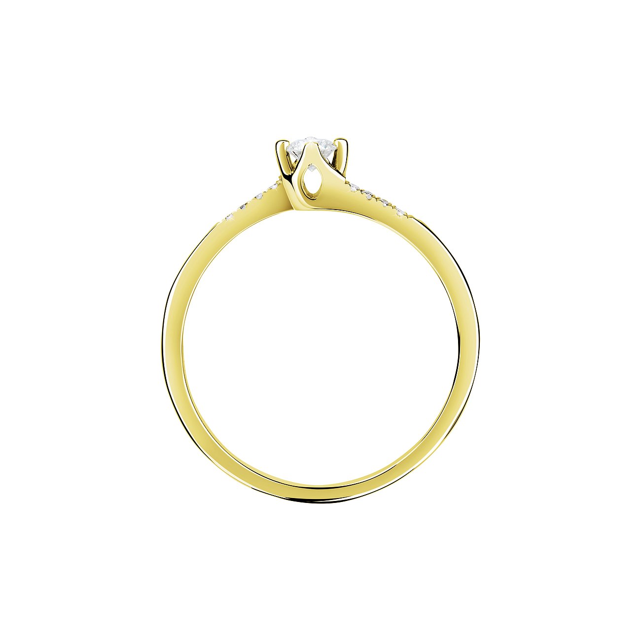 CHRIST Ring aus 585 Gelbgold mit Diamanten und Solitärfassung.