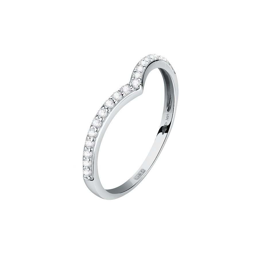 FAVS Damenring, Zirkonia, Damen, 375er Weißgold, weißgold, Größe: 58