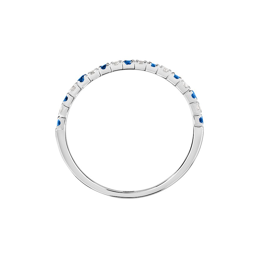 CHRIST Ring aus 585 Weißgold mit Saphiren und weißen Steinen.