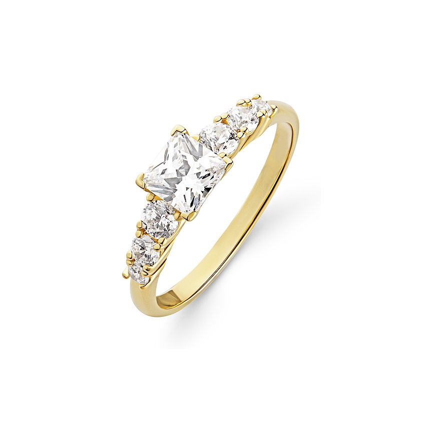 FAVS Damenring, Zirkonia, Damen, 375er Gelbgold, gelbgold, Größe: 52