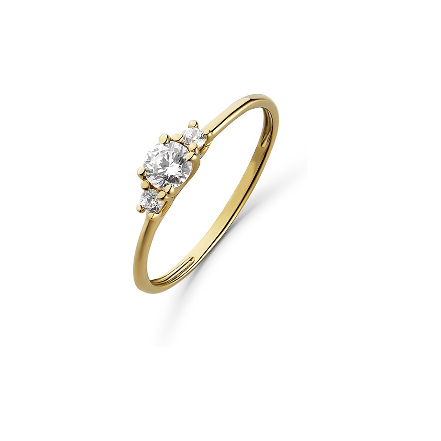 FAVS Damenring, Zirkonia, Damen, 375er Gelbgold, gelbgold, Größe: 52
