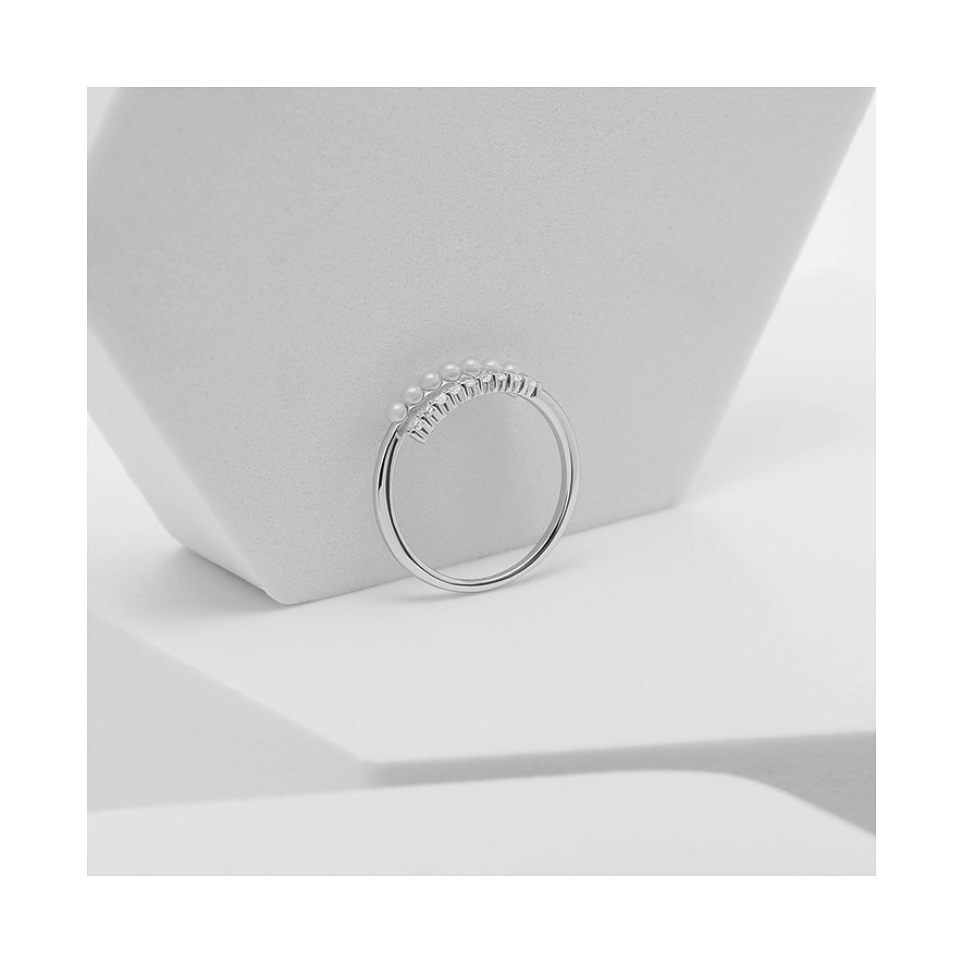 CHRIST Ring aus recyceltem 925er Silber mit Perlen und Zirkonia.