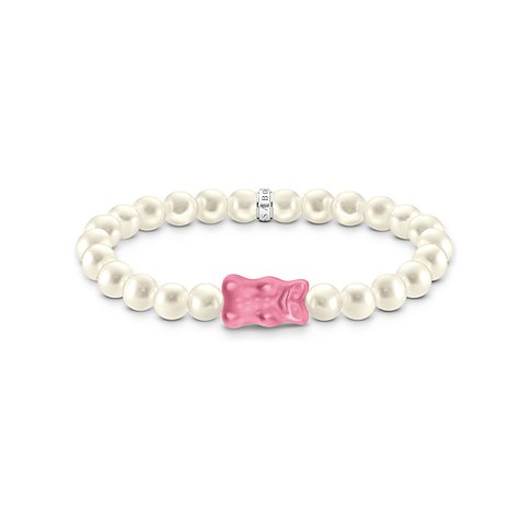 Bracelet Thomas Sabo en argent 925 avec perles et pendentif rose.