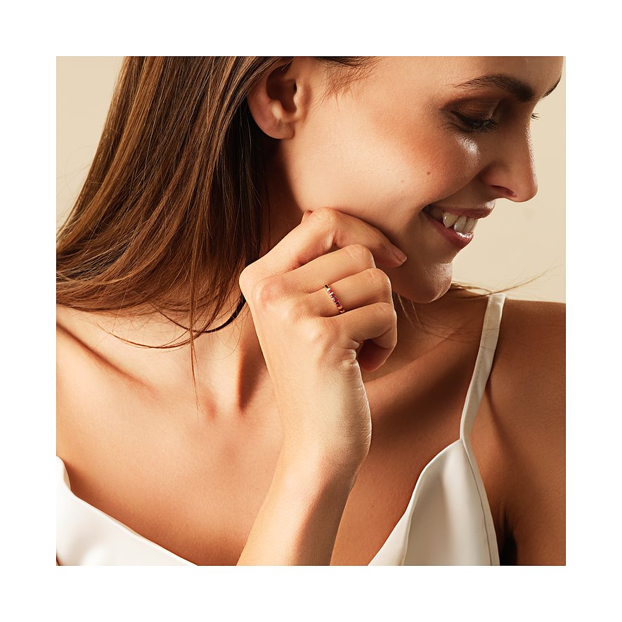 CHRIST Ring aus 585 Gelbgold mit Rubinen.