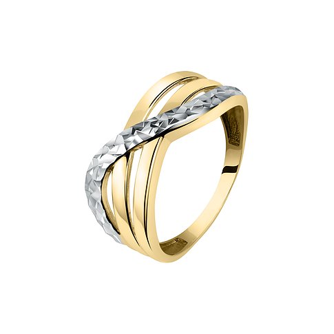CHRIST Ring aus 585 Gelbgold und 585 Weißgold mit Facettenschliff.