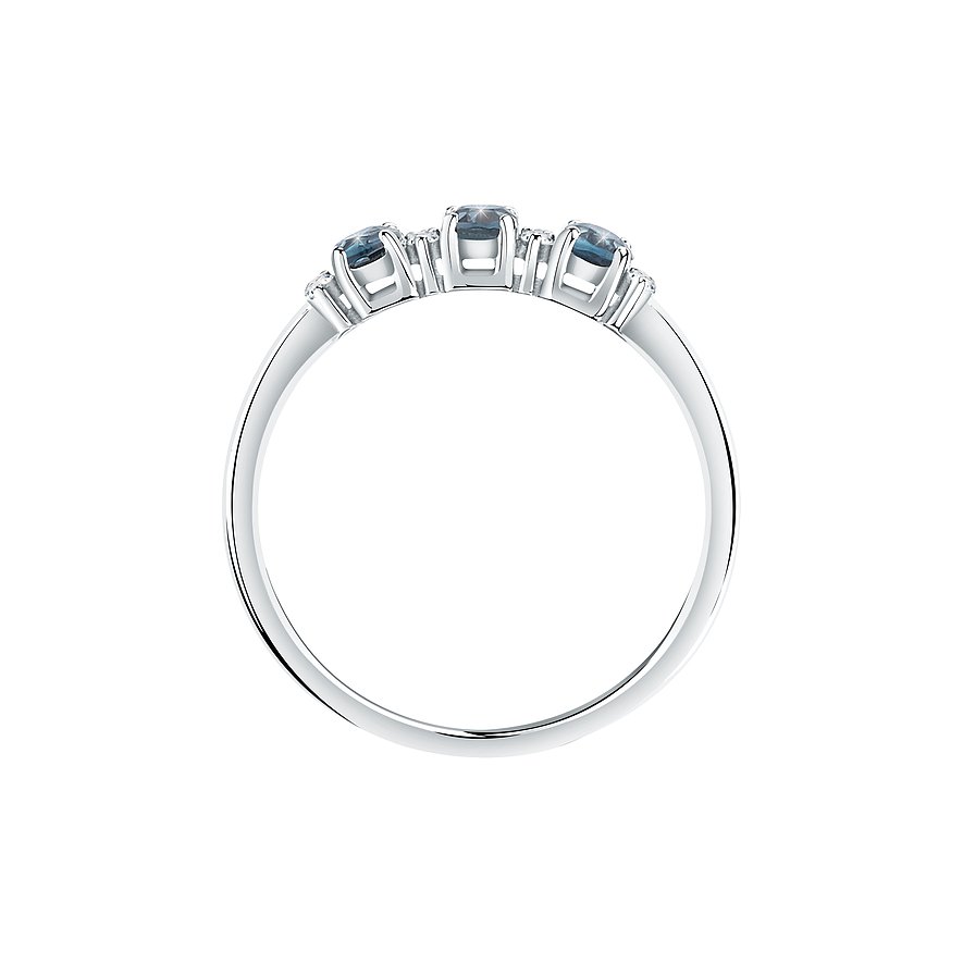 CHRIST Ring aus 585 Weißgold mit blauen Topasen.
