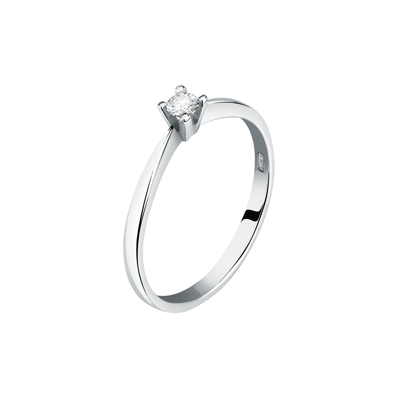 CHRIST ring van 585 witgoud met diamant, solitair.