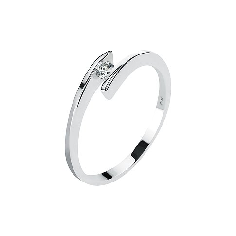 CHRIST Ring aus 585er Weißgold mit einem mittig eingefassten Diamanten.