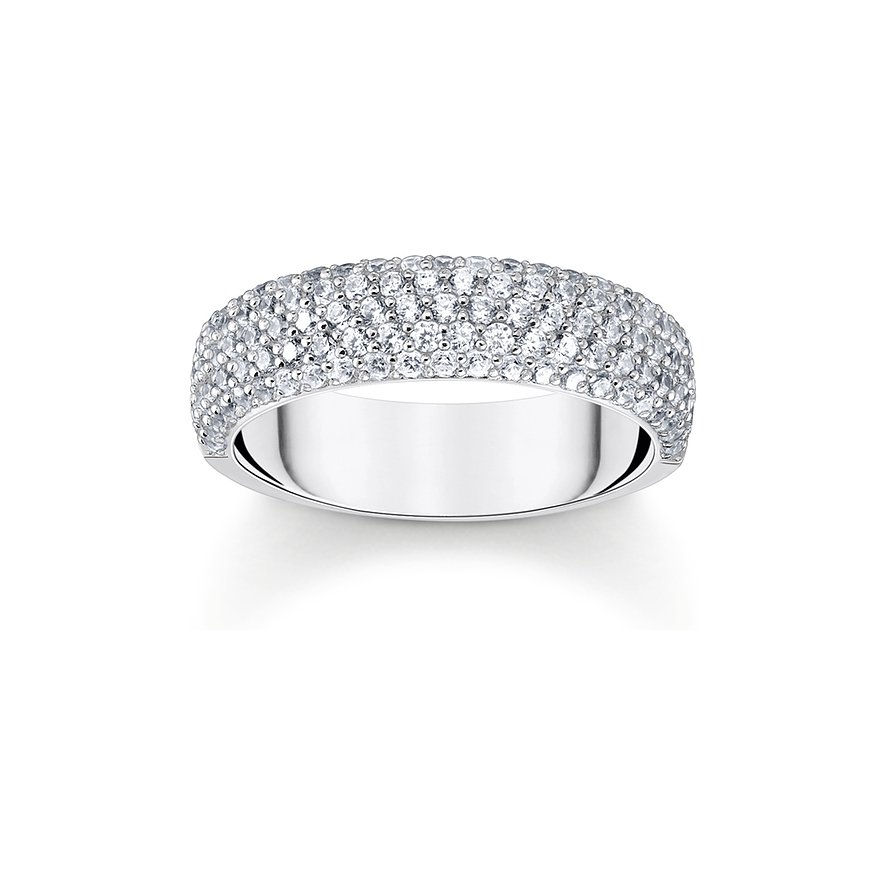 Thomas Sabo Damenring, Zirkonia, Damen, 925er Silber, silber, Größe: 56