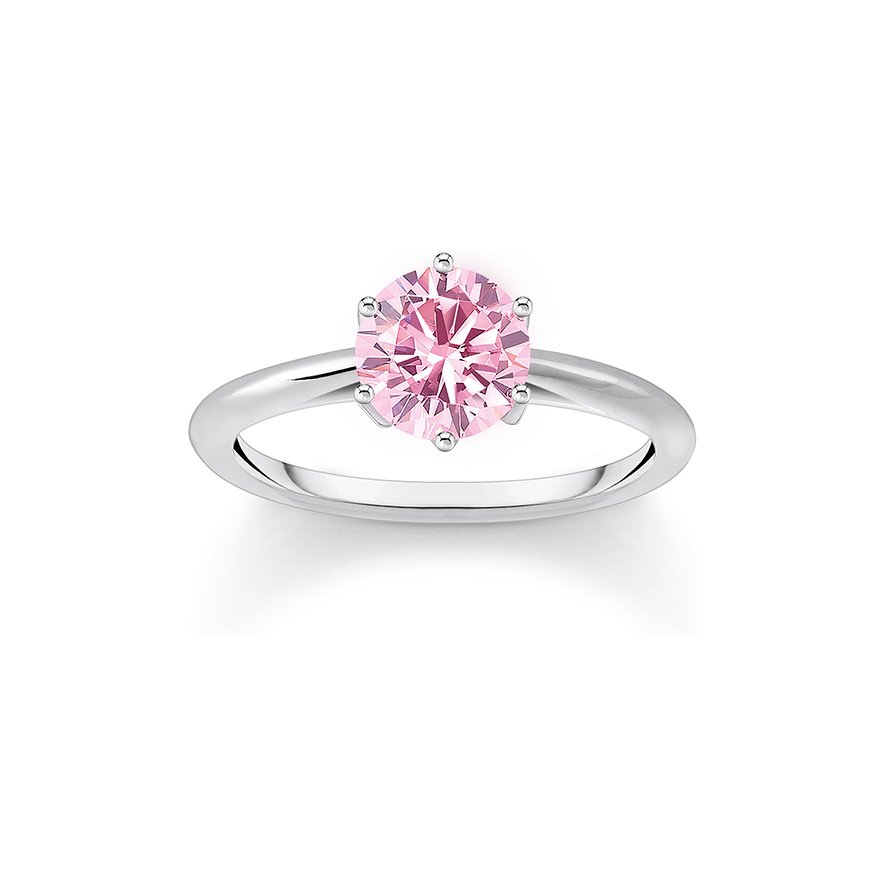 Thomas Sabo Damenring, Zirkonia, Damen, 925er Silber, rosa, Größe: 54