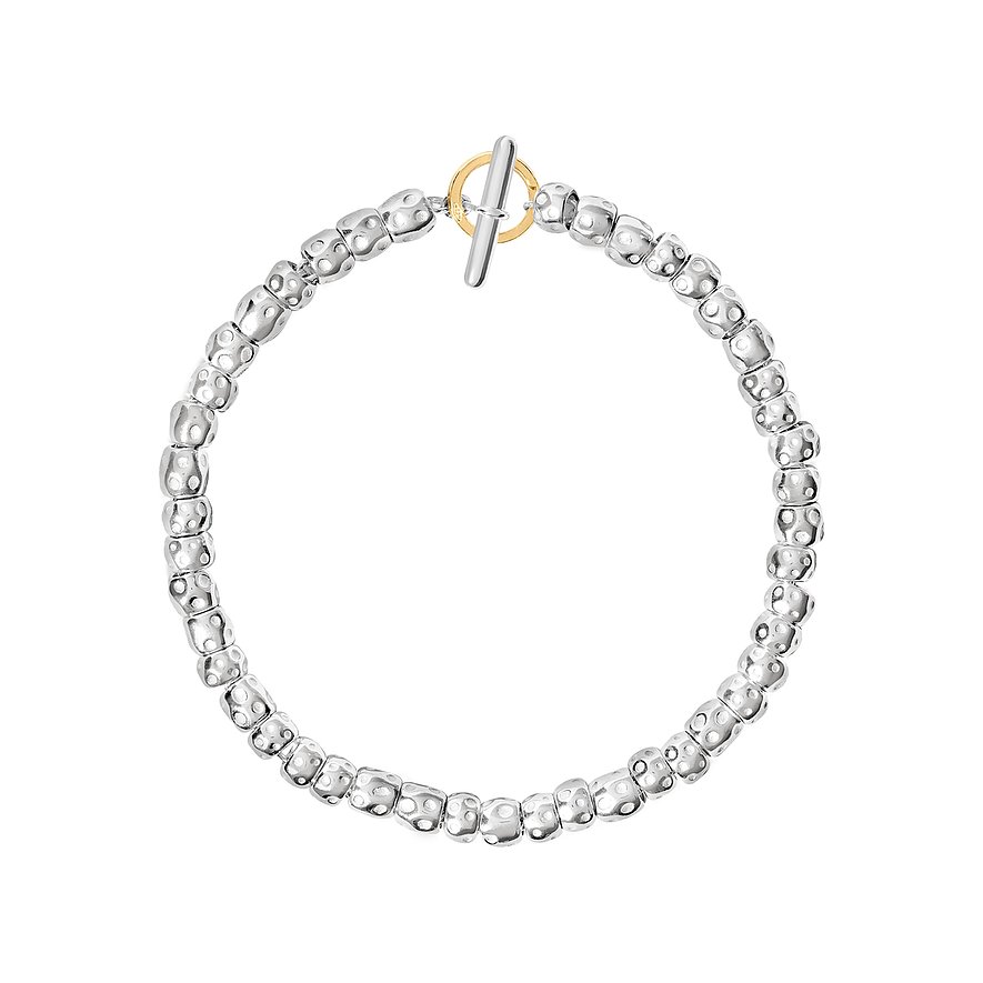 DoDo armband van 925 zilver met geelgouden sluiting en gestructureerd oppervlak.