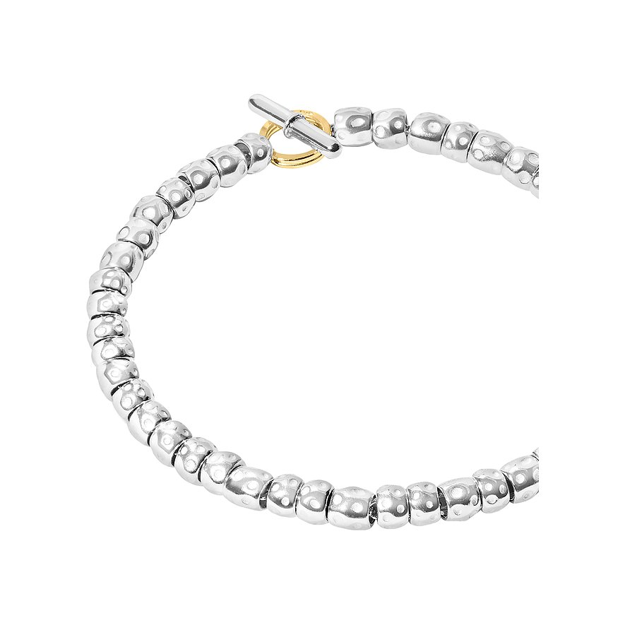 DoDo armband van 925 zilver met geelgouden elementen en toggle-sluiting.