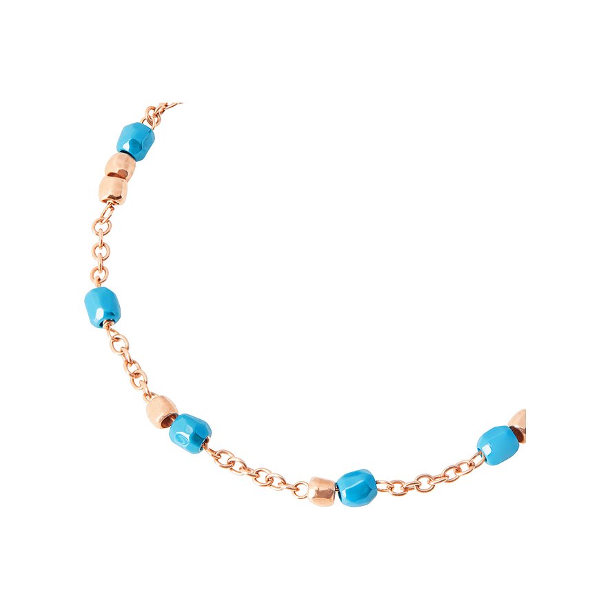DoDo Armband aus 375 Roségold mit blauen Keramikperlen.