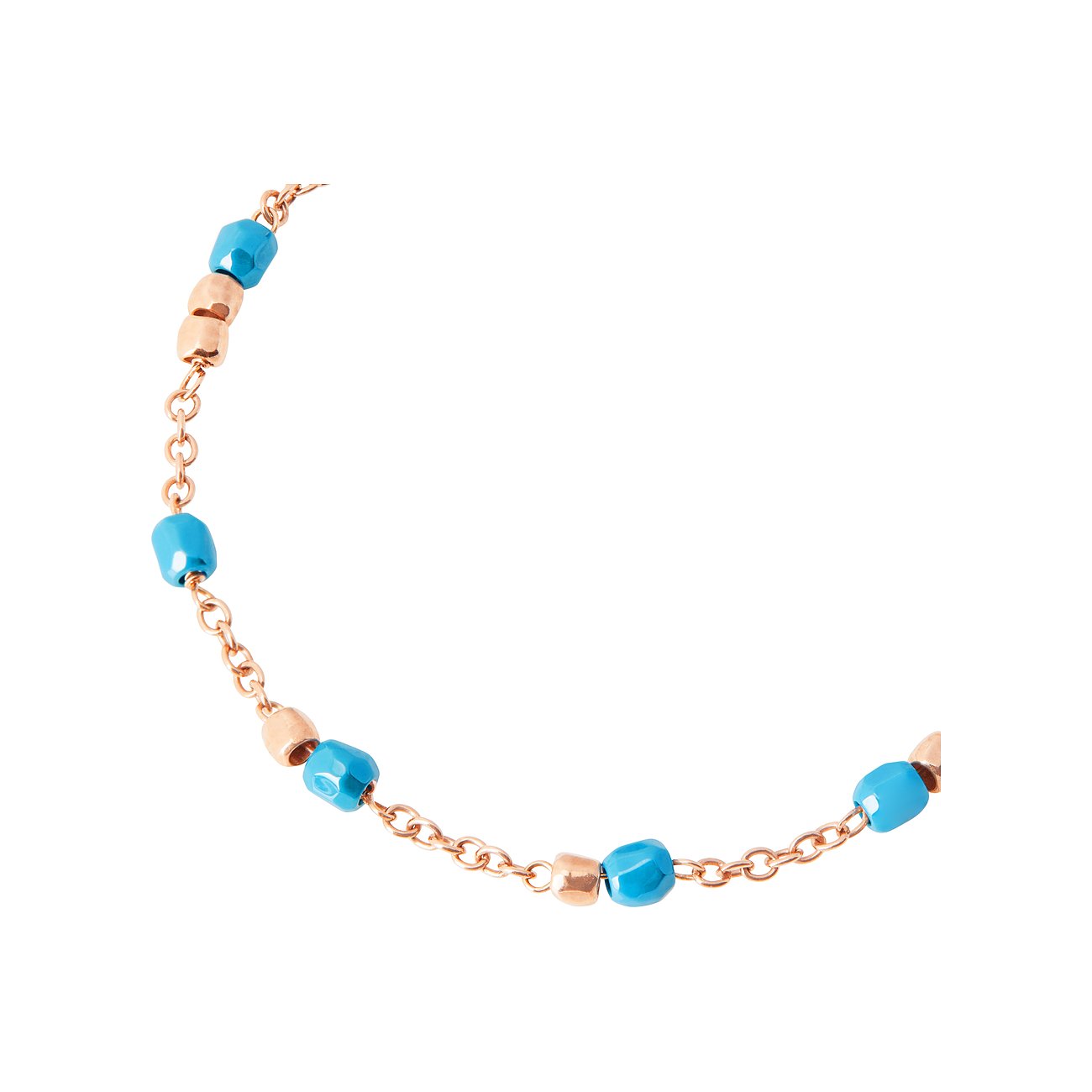 DoDo Armband aus 375 Roségold mit blauen Keramikperlen.