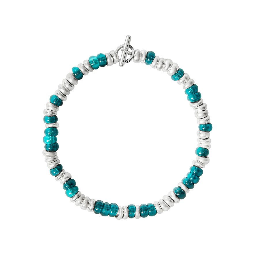 DoDo Armband Rondelle, Damen, Kunststoff, recycelt, 925er Silber, Edelstahl, türkis, Größe: 19