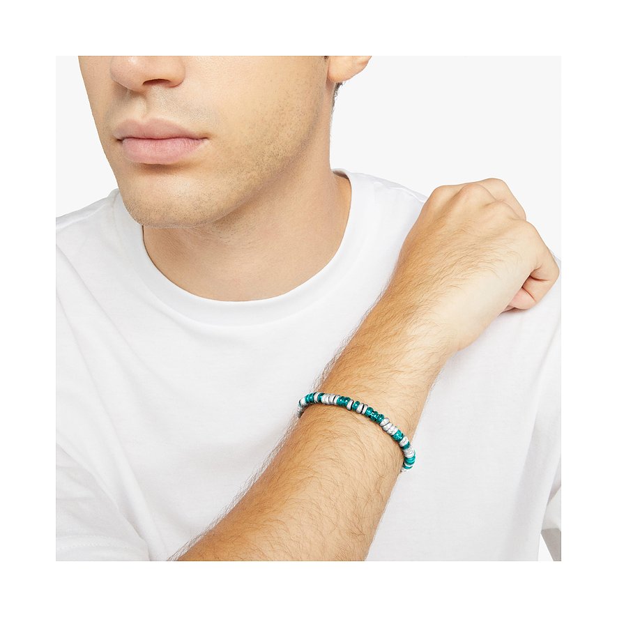 DoDo Armband aus recyceltem Kunststoff und 925er Silber mit blauen Elementen.