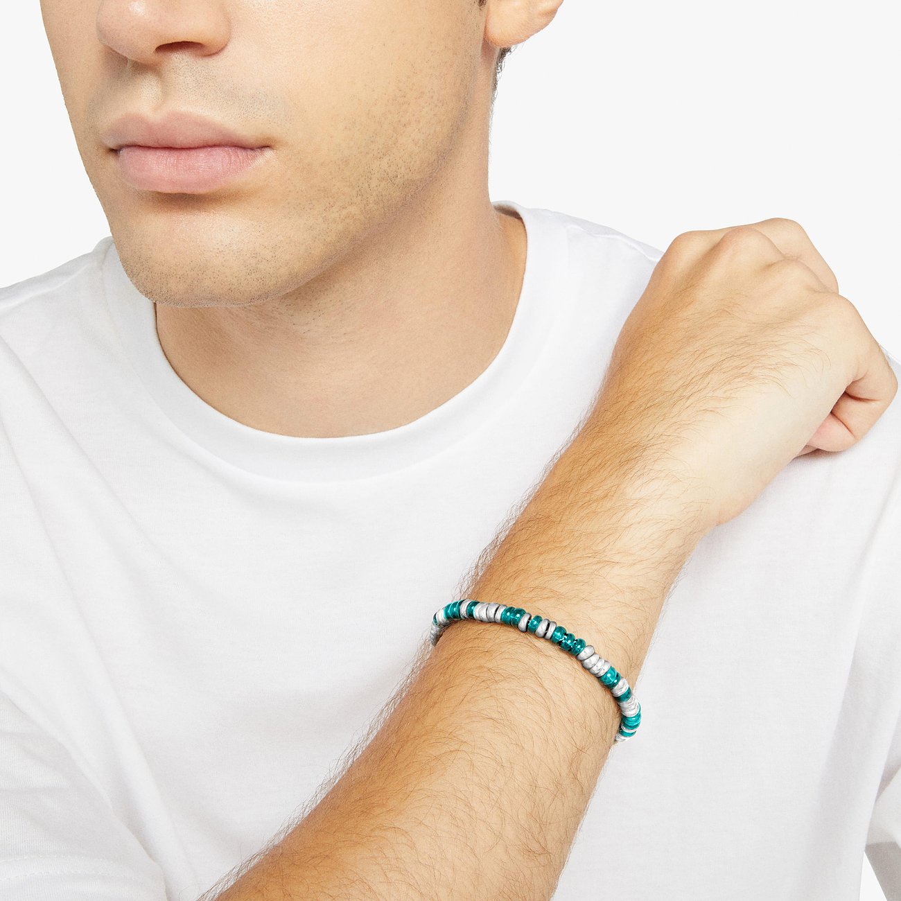 DoDo Armband aus recyceltem Kunststoff und 925er Silber mit blauen Elementen.