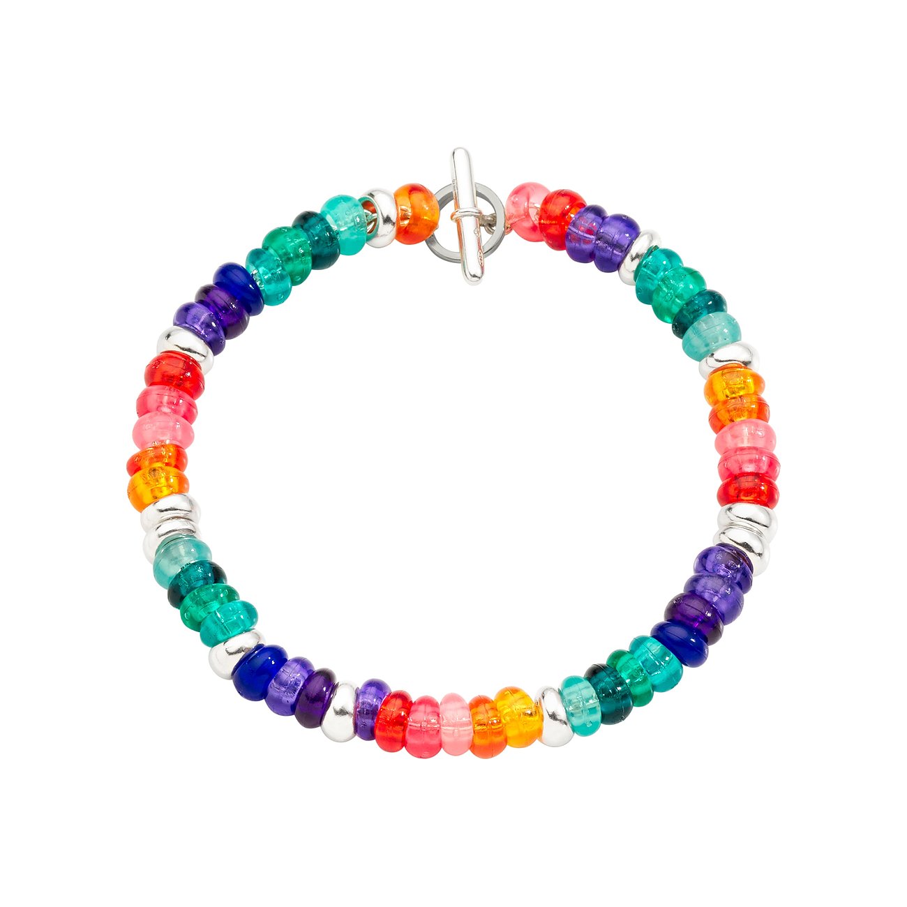DoDo armband van gerecycled kunststof en 925 zilver met kleurrijke kralen.