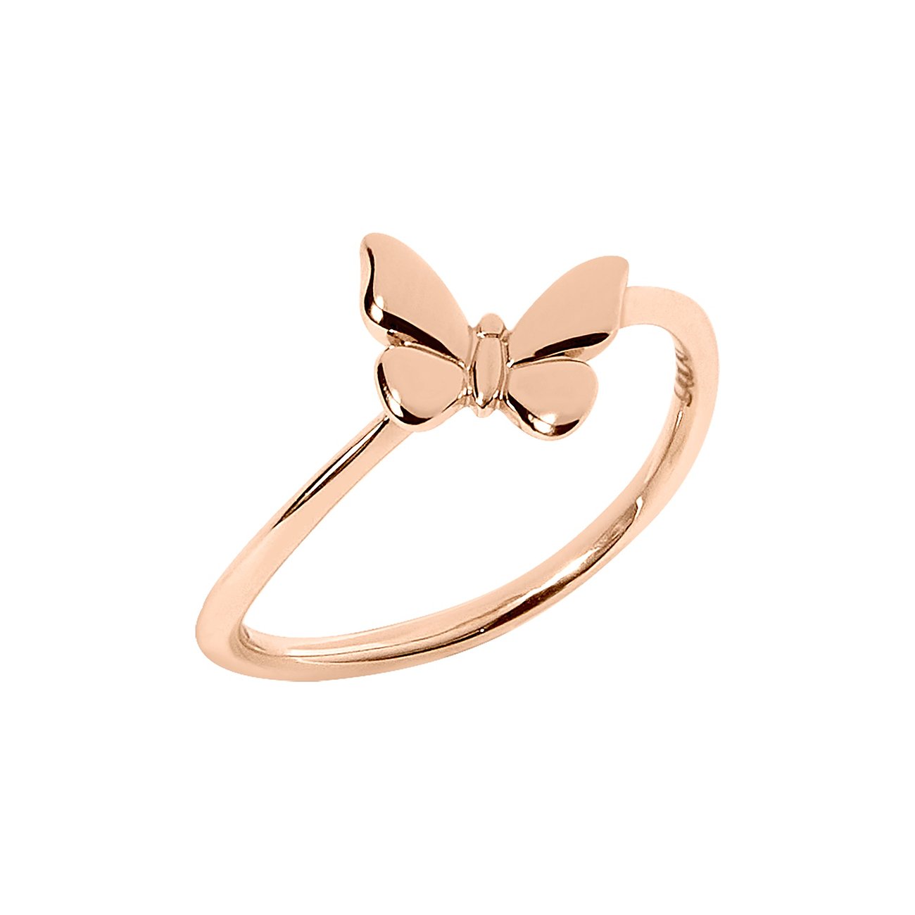 DoDo ring van 375 roségoud met vlindermotief.