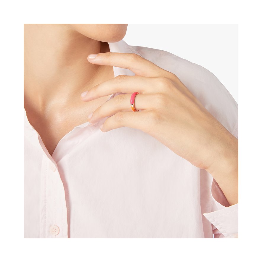 DoDo Ring aus 925er Silber mit pinker und oranger Emaille.