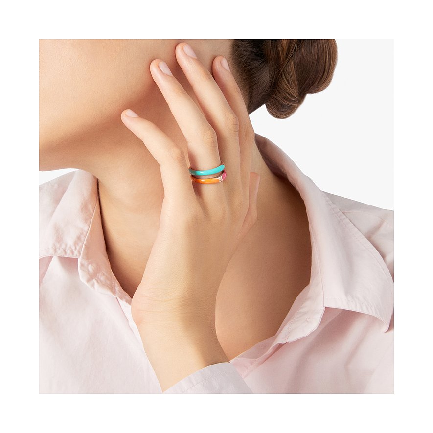 DoDo Ringe aus 925er Silber, mit bunten Emaille-Details.