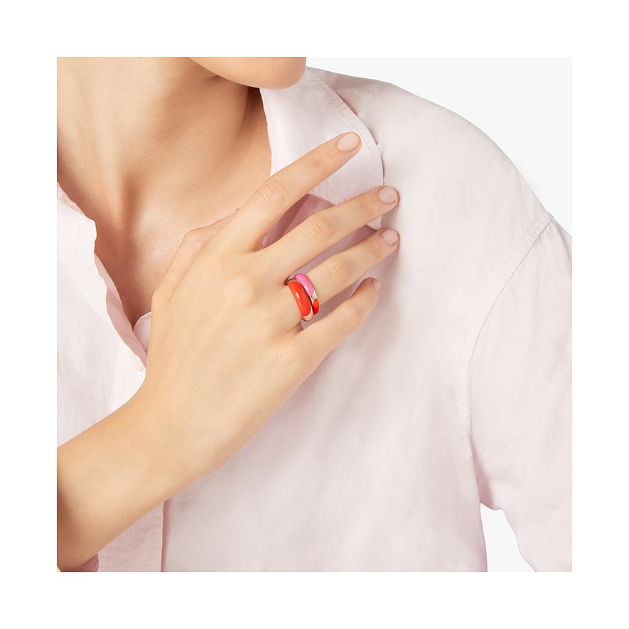 DoDo Ring aus 925er Silber mit roten und pinken Akzenten.