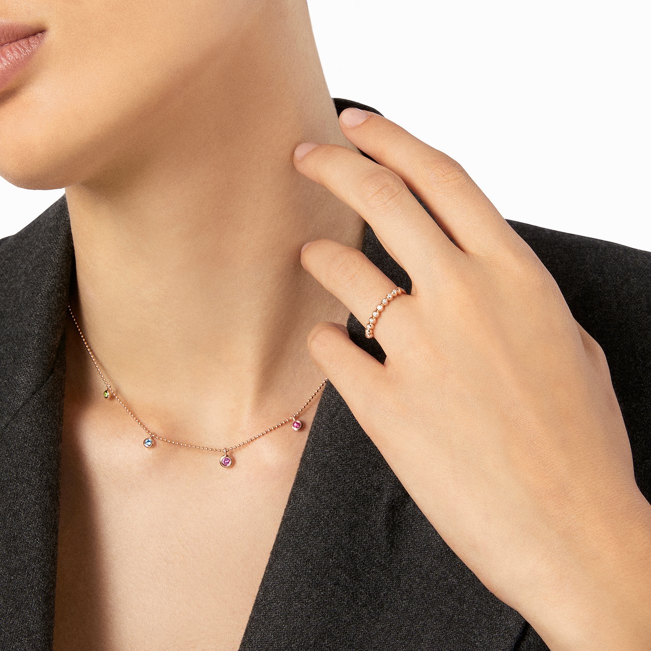 DoDo Ring aus 375 Roségold mit Diamanten.