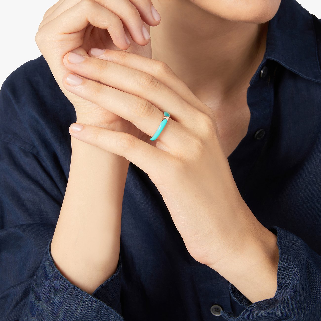 DoDo ring van 925 zilver met turquoise emaille.