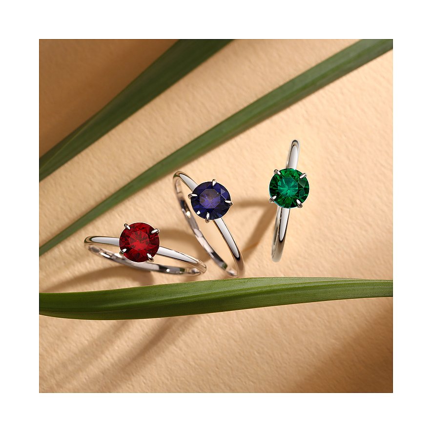 Live Diamond Ring aus 375 Weißgold mit Saphir.