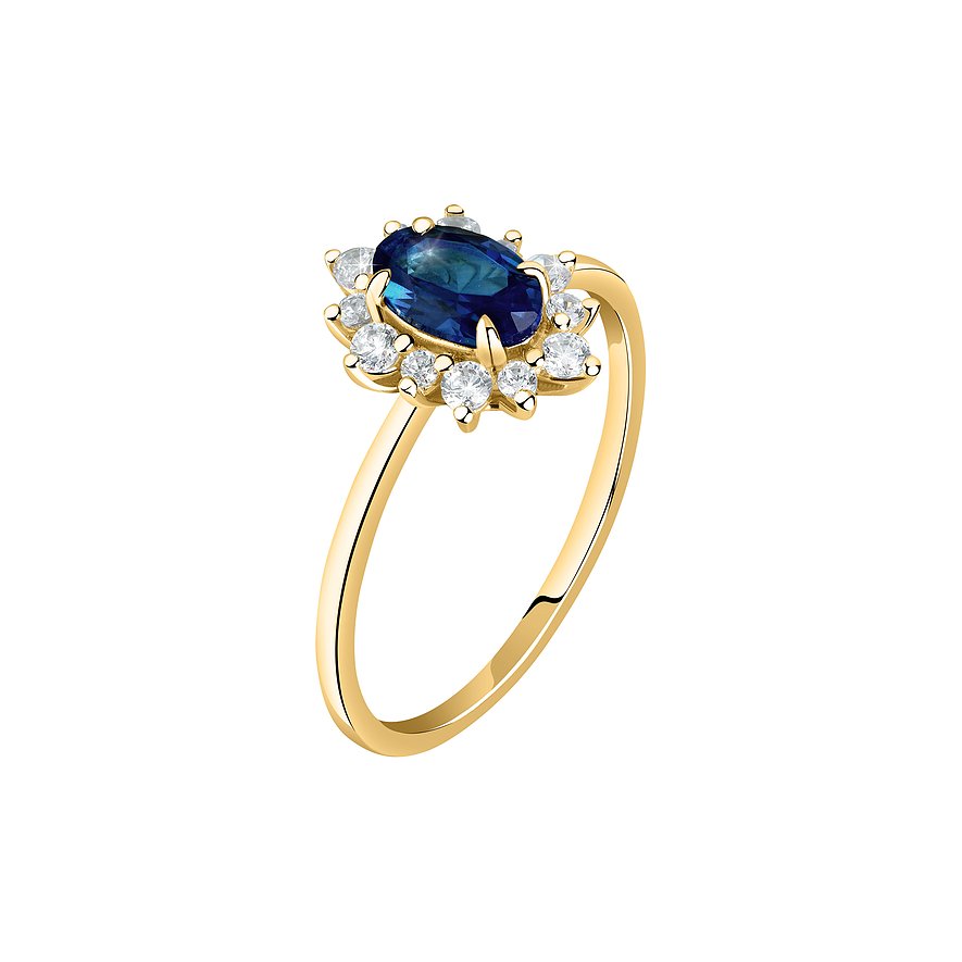 Live Diamond Damenring, Saphir, Lab Grown, Damen, 375er Gelbgold, recycelt, gelbgold, Größe: 54